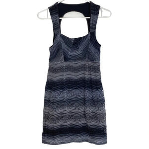 Free People Bodycon Dress Sz 4 Small Gray Black Lace Sleeveless Fitted Open Back